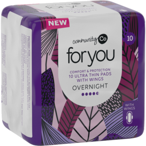 Community Co. For You Ultra Thin Pads Overnight 10s