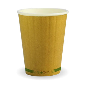 Biopak 390ML / 12OZ (90MM) KRAFT GREEN STRIPE BIOCUP x 20