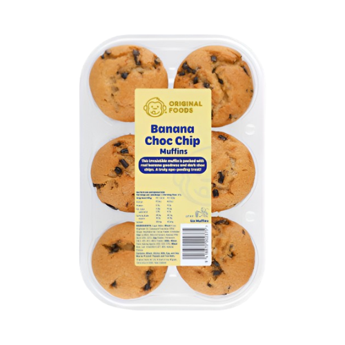 Original Foods - 6 Pack Muffins - Banana Choc 60g