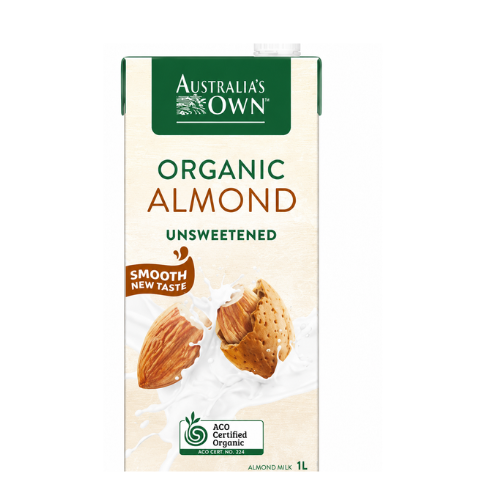 Aust Own Org Almond Milk Unsweetened 1l x 8