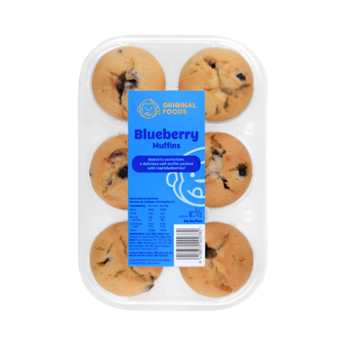 Original Foods - 6 Pack Muffins - Blueberry 60g x 12 CTN