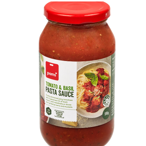 Pams Pasta Sauce (Tomato & Basil) 510g