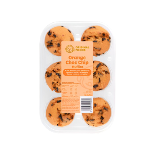 Original Foods - 6 Pack Muffins - Orange Choc Chip 60g