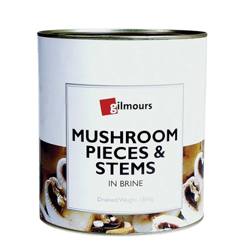 Gilmours Mushrooms Pieces & Stems In Brine 2.84kg x 3