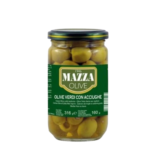 Mazza Stuffed Green Olives W/Anchovies Jar 300ml x 12
