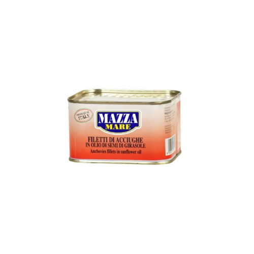 Mazza Anchovy Fillets in Sunflower Oil Square Tin 600g