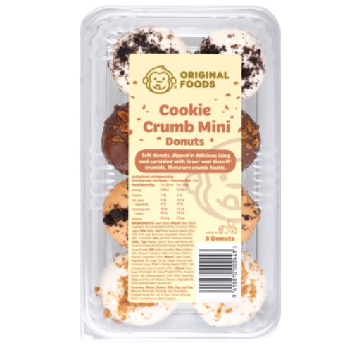 Original Foods - Cookie Crumb Mini Donut 24 x 160g 8 Pack CTN