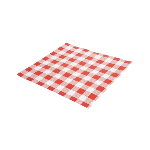 Red Gingham Greaseproof Paper - 250x250mm  (Pack 200)