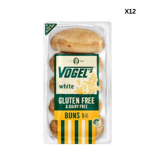 Vogels Gluten Free White Burger Bun (White) (5 Per/Bag)  x 12