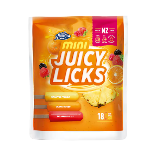 Much Moore - Mini Juicy Licks Pineapple Passion, Orange Crush, Wild berry Bliss 18 × 35ml Each
