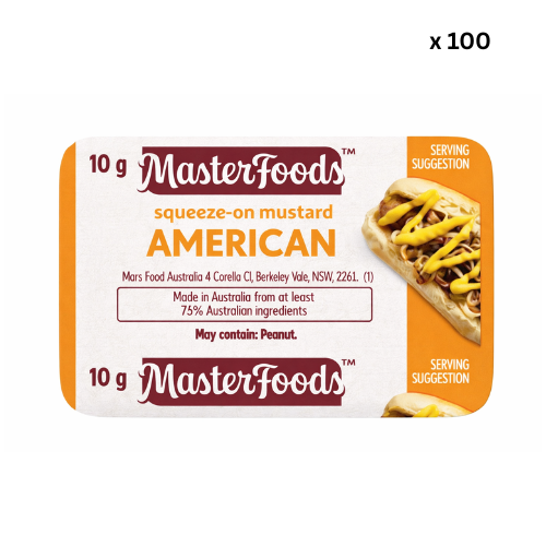 Master Foods - Mustard American Sauce Squeezed - 100 x 10gm CTN