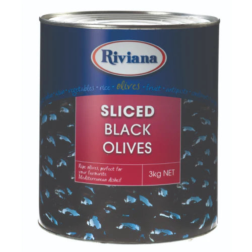 Riviana sliced black olives 3kg x 6