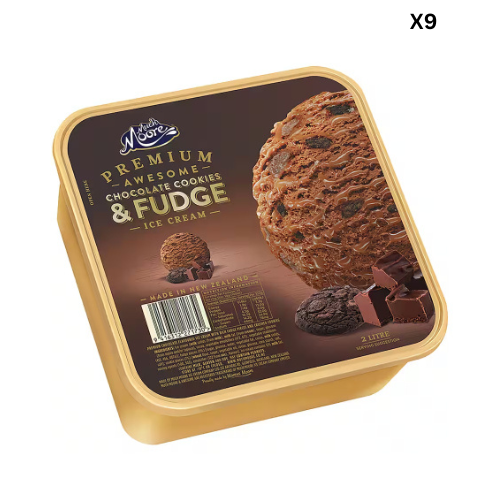 Much Moore Premium Ice Cream Chocolate Cookies & Fudge 2L x 9