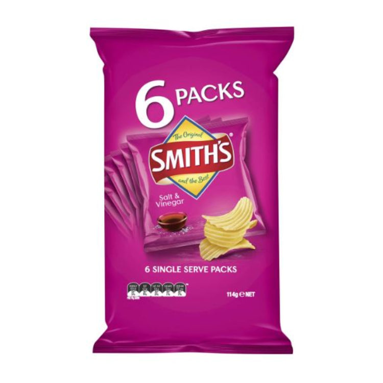Smiths Potato Chips Salt & Vinegar 6Pack 114g