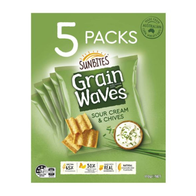 Sunbites Grain Waves Sour Cream & Chives 5Pack 110g