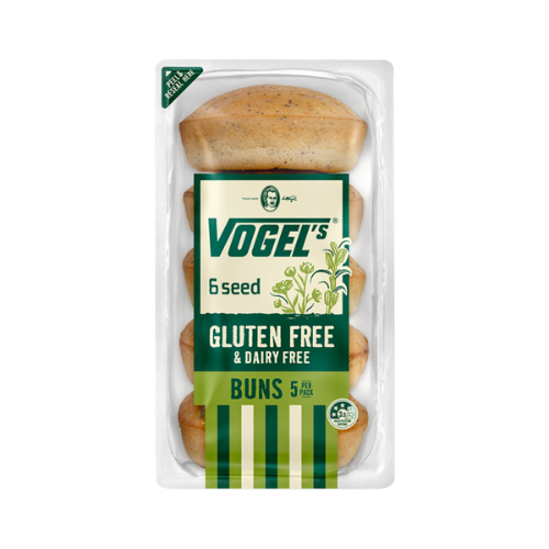Vogels Gluten Free 6 Seed Burger Buns (5 per pack) x12 CTN