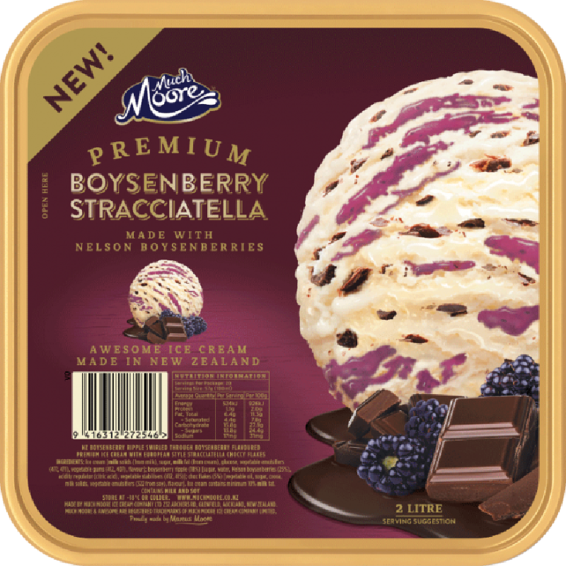Much Moore Premium Ice Cream Boysenberry Stracciatella 2L