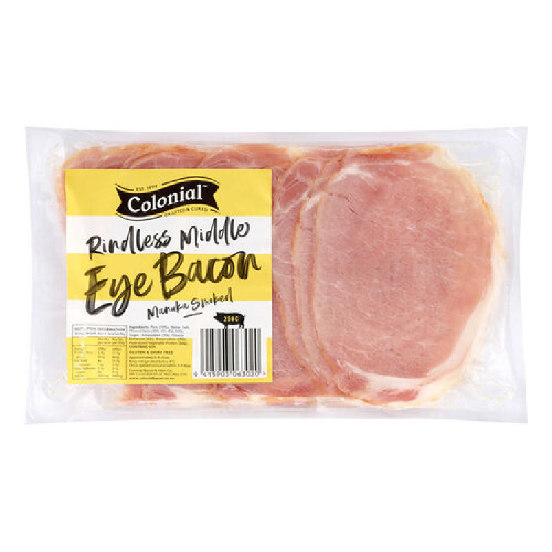 Rindless Middle Eye Bacon 250 gm