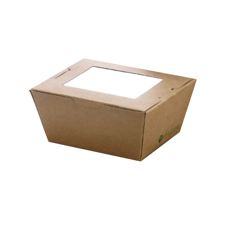 BioPak BioBoard Lunch Box (Medium/ Window) (152 x 120 x 64mm) (100 Per/ Sleeve)