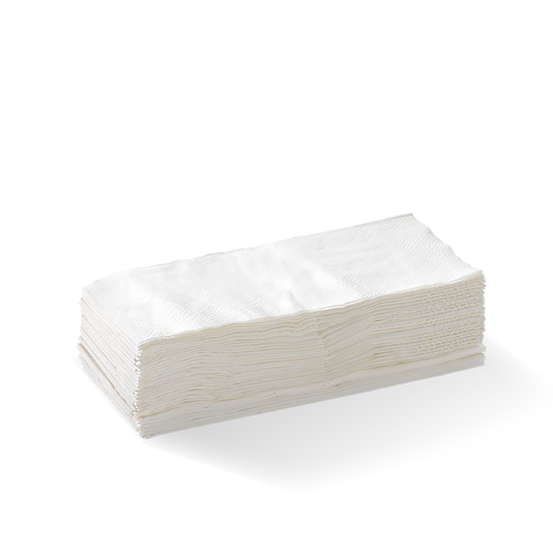 BioPak BioNapkins (White/ 2ply / Dinner/ 1/8 Fold) (100 Per/ Pack)