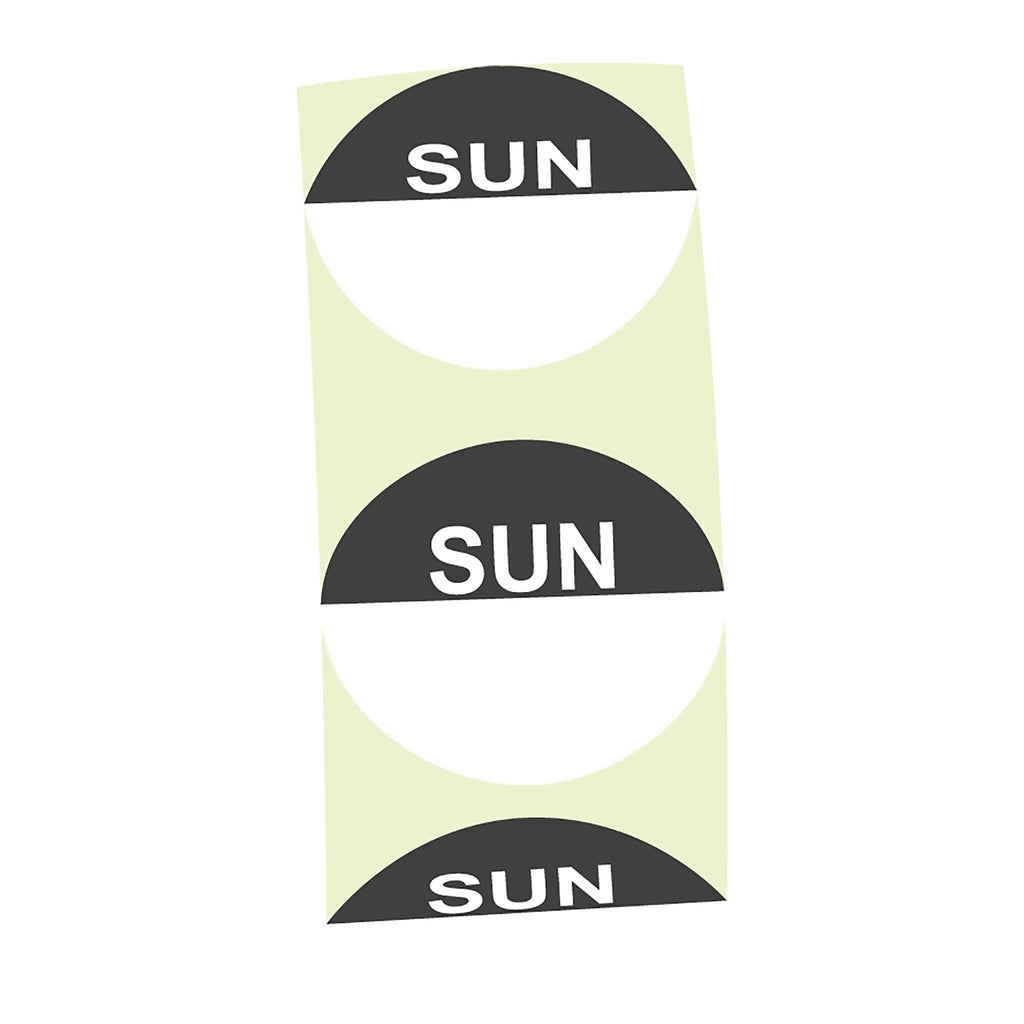 Day Label (Sunday/ Black) (1000 Per/ Carton)