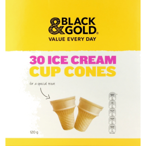 Black & Gold Ice Cream Single Cones 30 packs