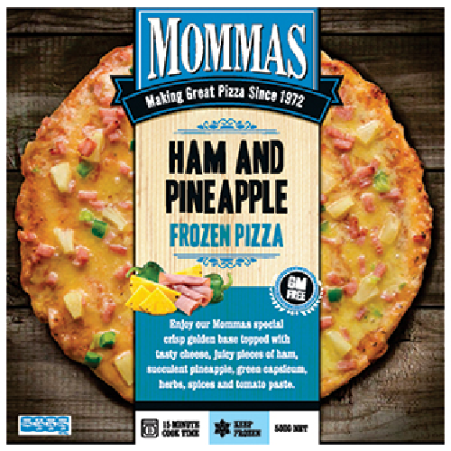 Mommas Ham & Pineapple Pizza 500g