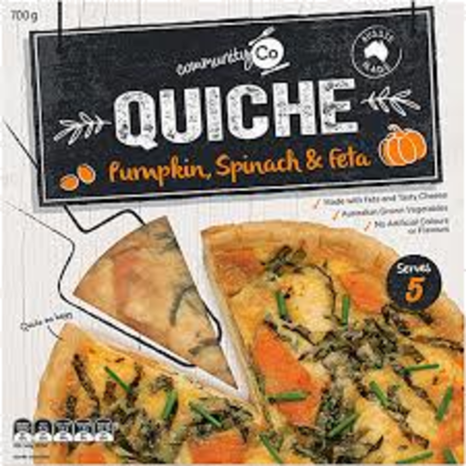 COMM CO Pumpkin, Spinach & Feta Quiche 700GM