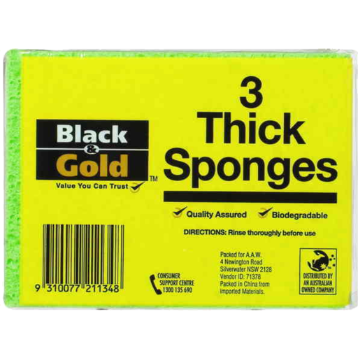 Black & Gold Thick Sponges 3 Packs