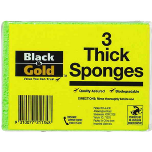 Black & Gold Thick Sponges 3 Packs