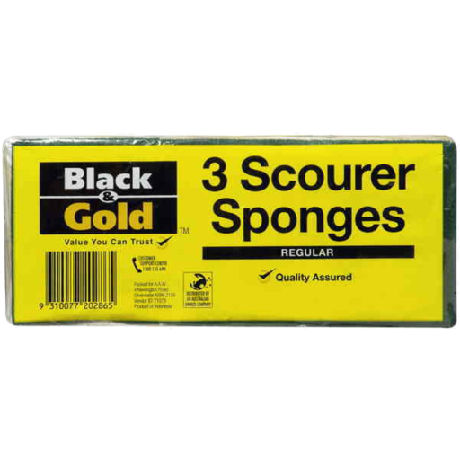 Black & Gold Sponge Scourers 3 Packs