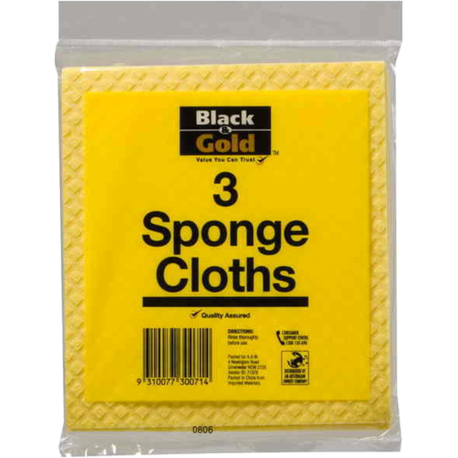 Black & Gold Sponge Cloths 3 Packs