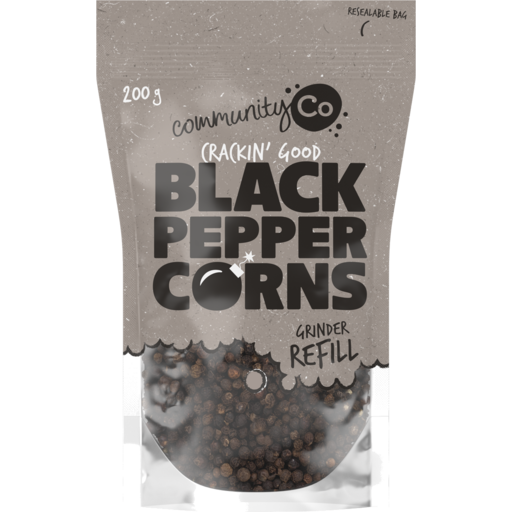 Community Co Black Pepper Corns Grinder Refill 200g x12