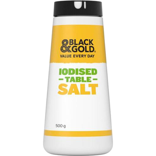Black & Gold Salt Table Iodised Drm 500g