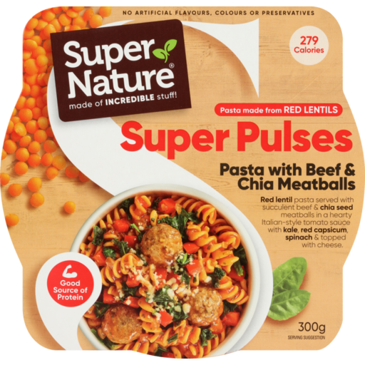 Super Nature Super Pulses Pasta with Beef & Chia Meatballs 300gm